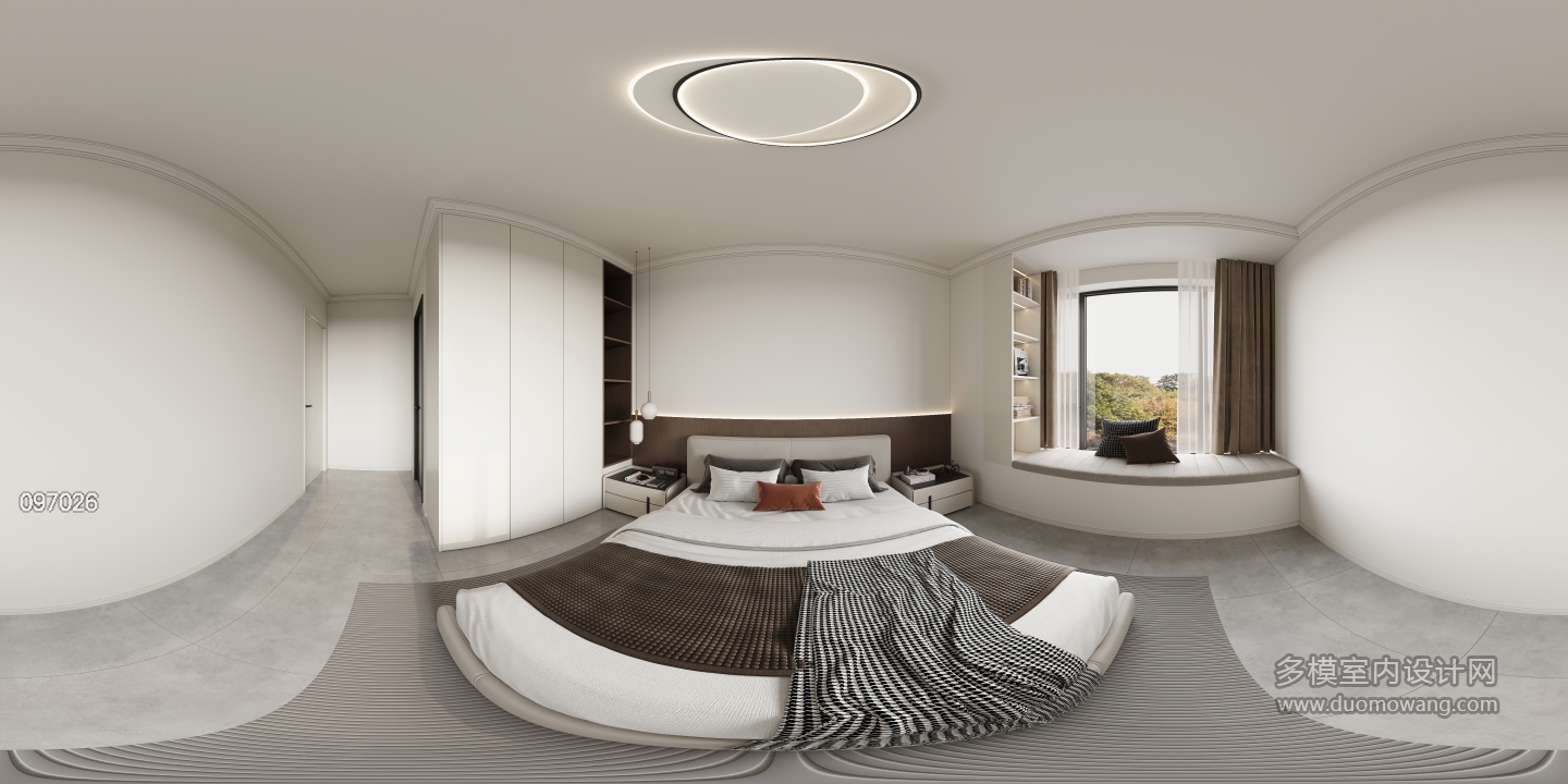 现代 主卧 全景