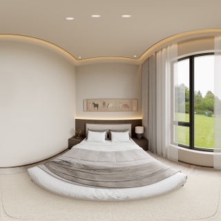 现代新中式次卧全景