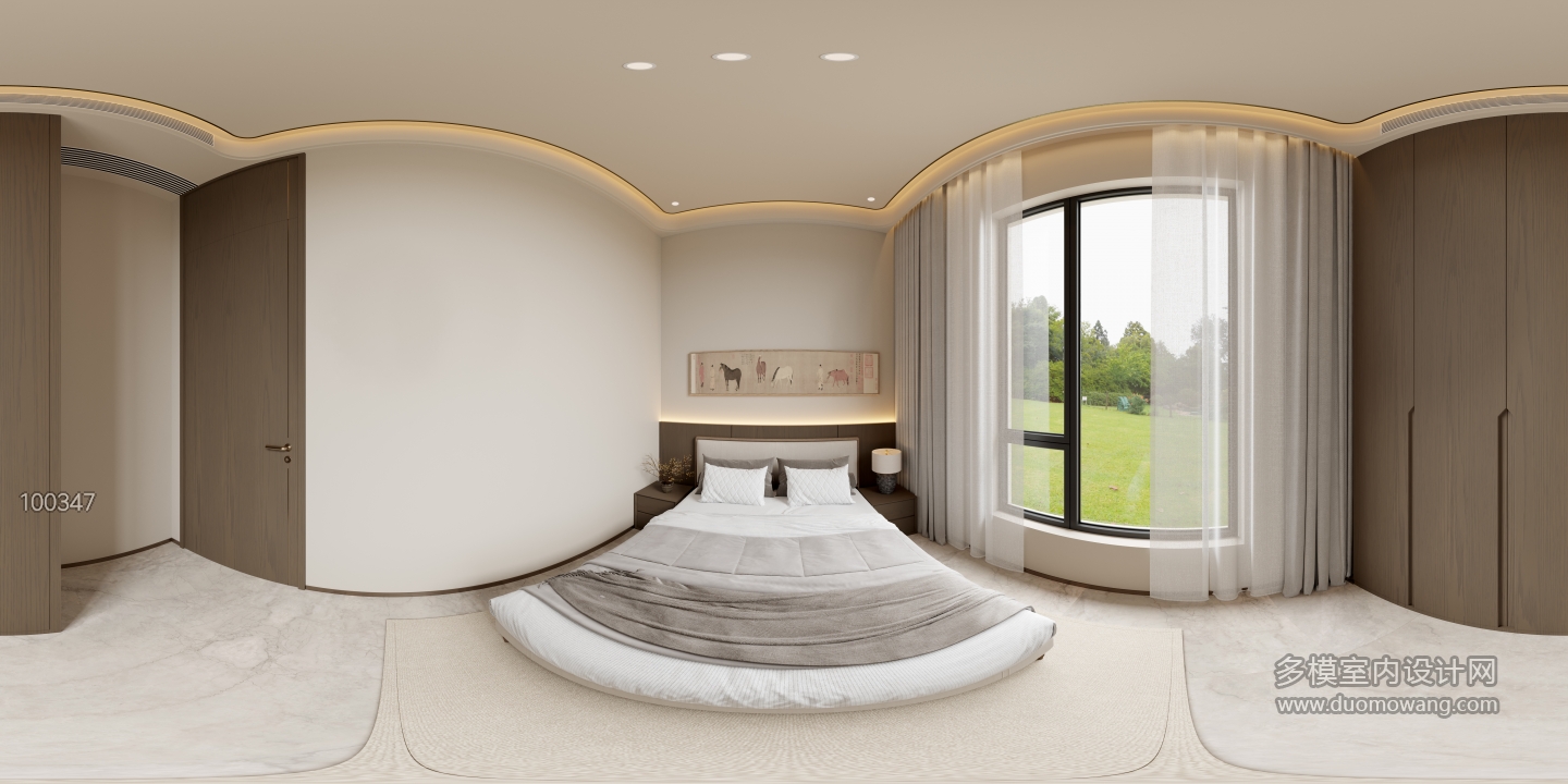 现代新中式次卧全景