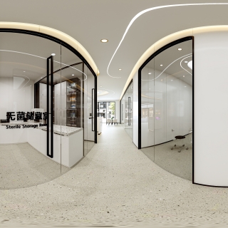 现代牙科诊所过道全景