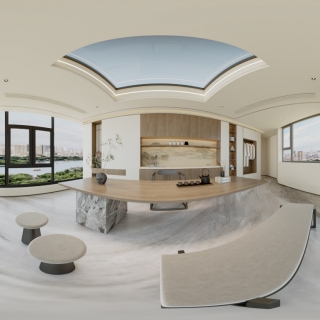 意式极简6F茶室全景