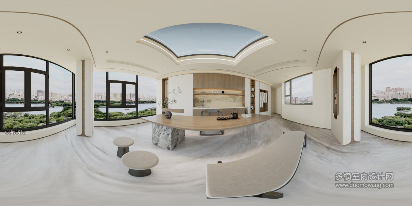 意式极简6F茶室全景