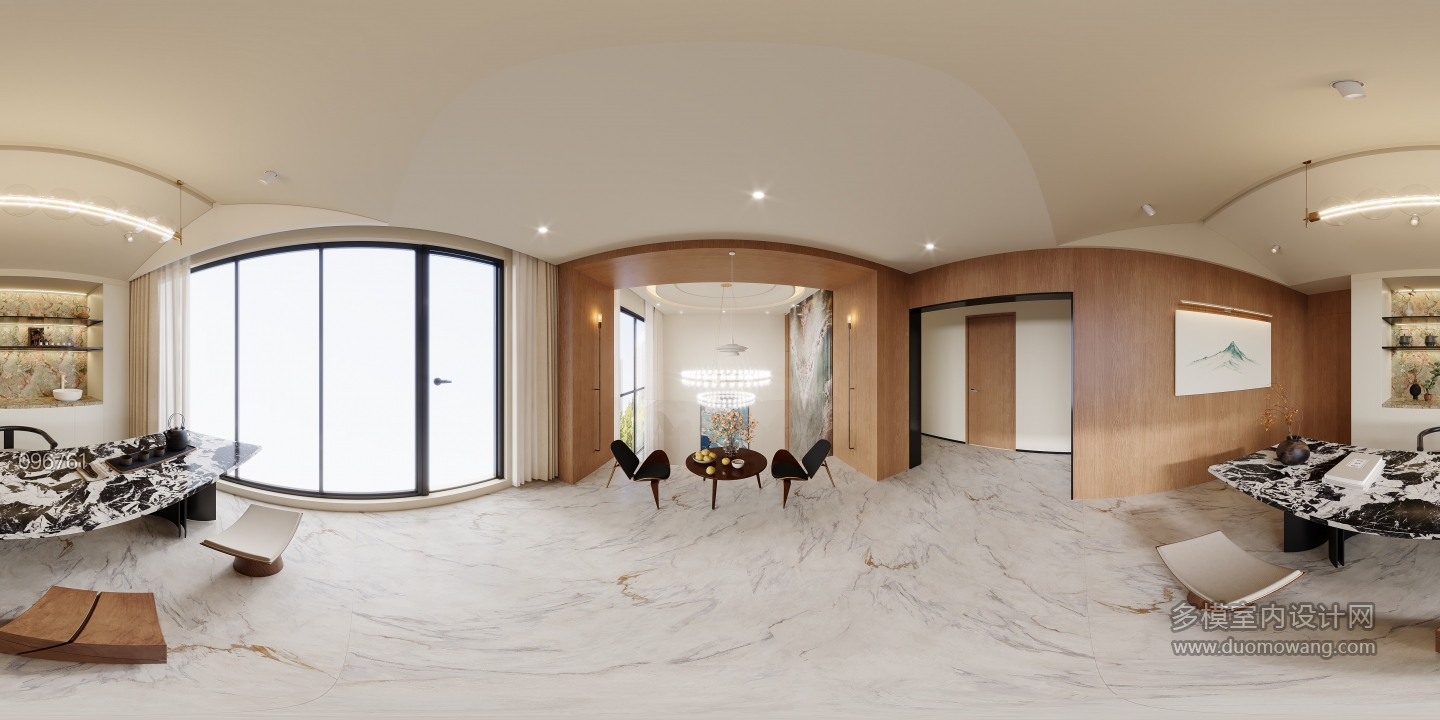 现代二楼茶室全景