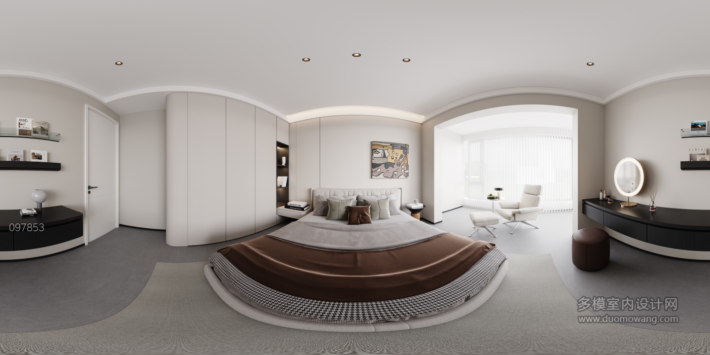 现代极简客餐厅卧室