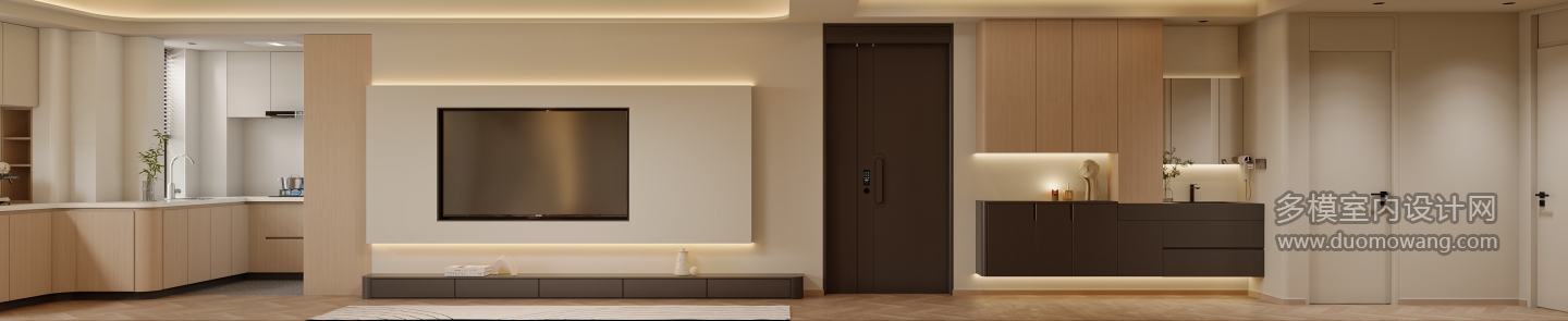 原木奶油风_电视背景墙