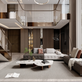 意式自建别墅 沙发背景静态