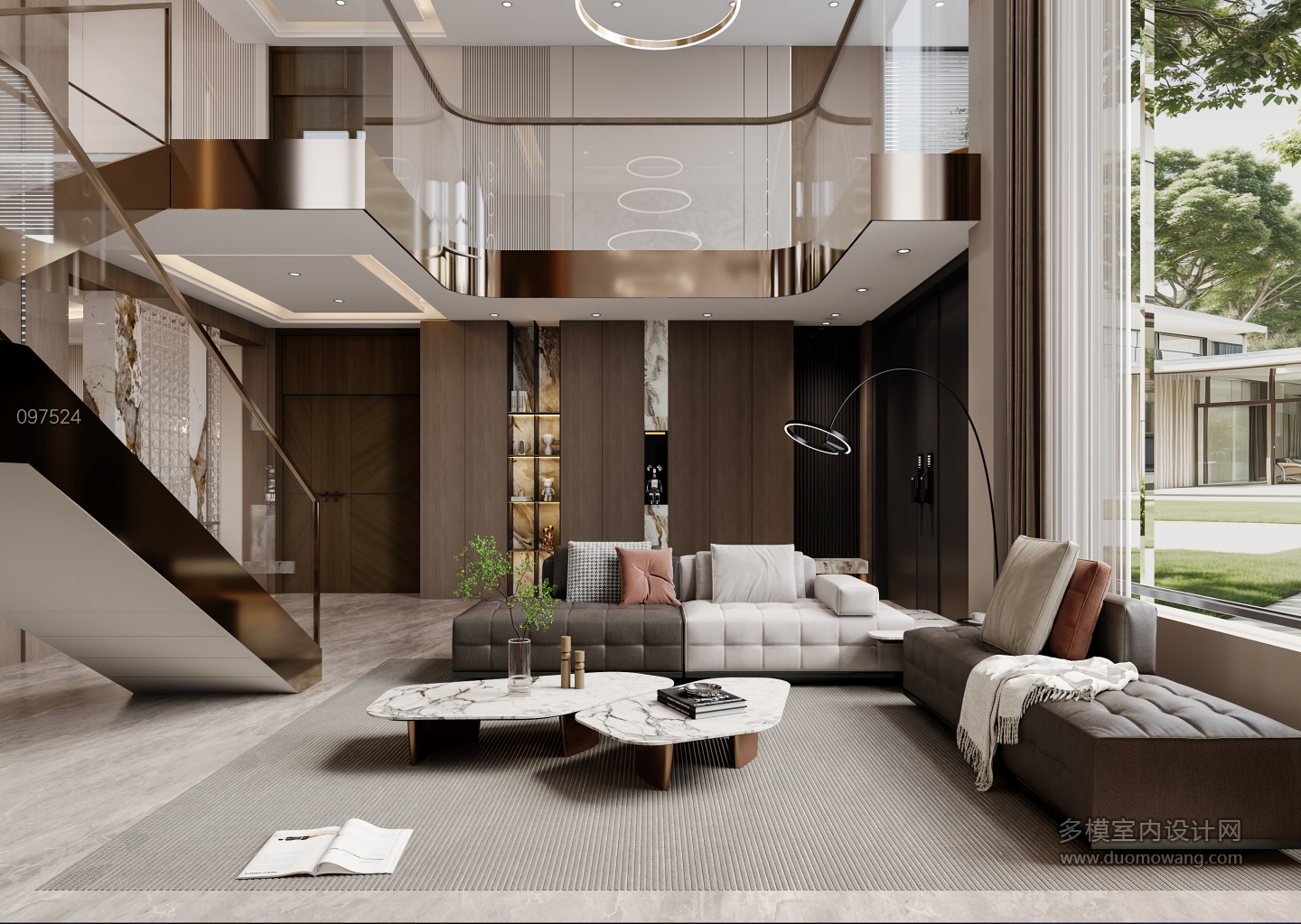 意式自建别墅 沙发背景静态