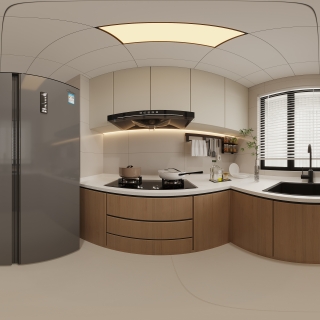 中古风厨房全景