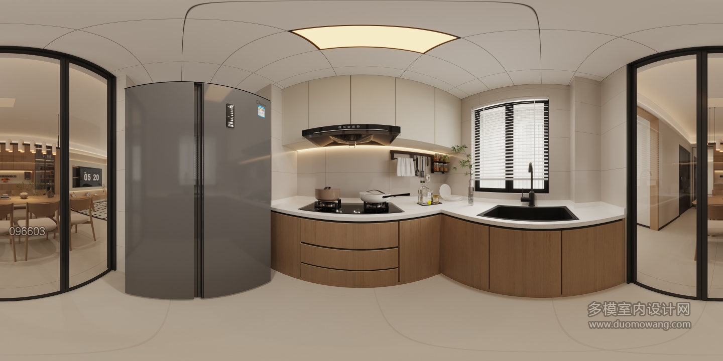 中古风厨房全景