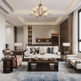 新中式客厅特写