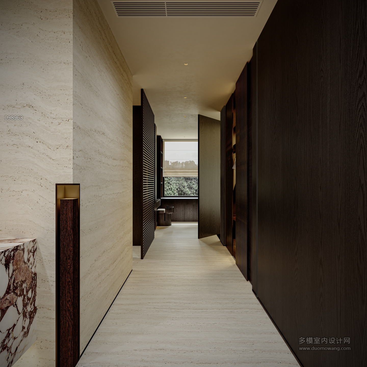 中古风别墅五层过道