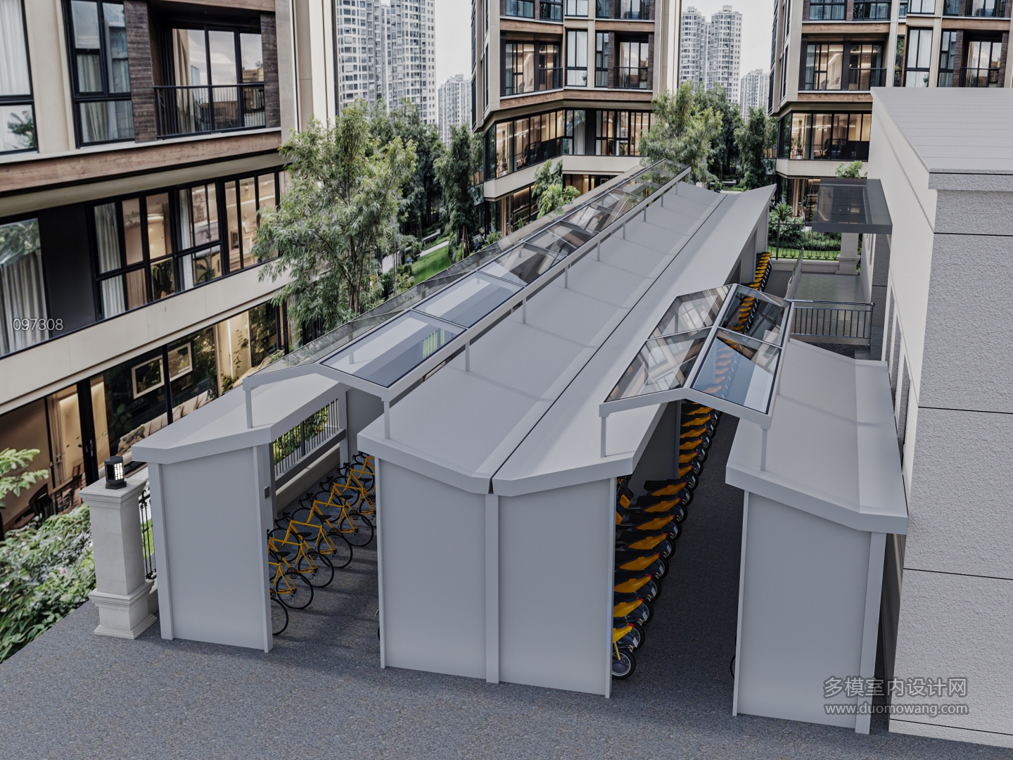 现代车棚鸟瞰图