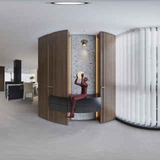 现代别墅一楼门厅全景