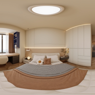 原木奶油风_主卧全景