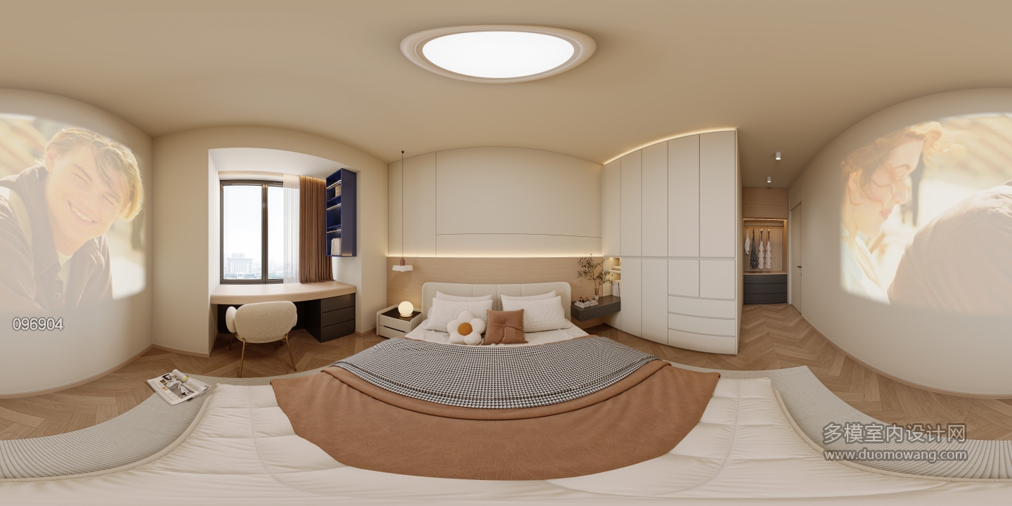 原木奶油风_主卧全景