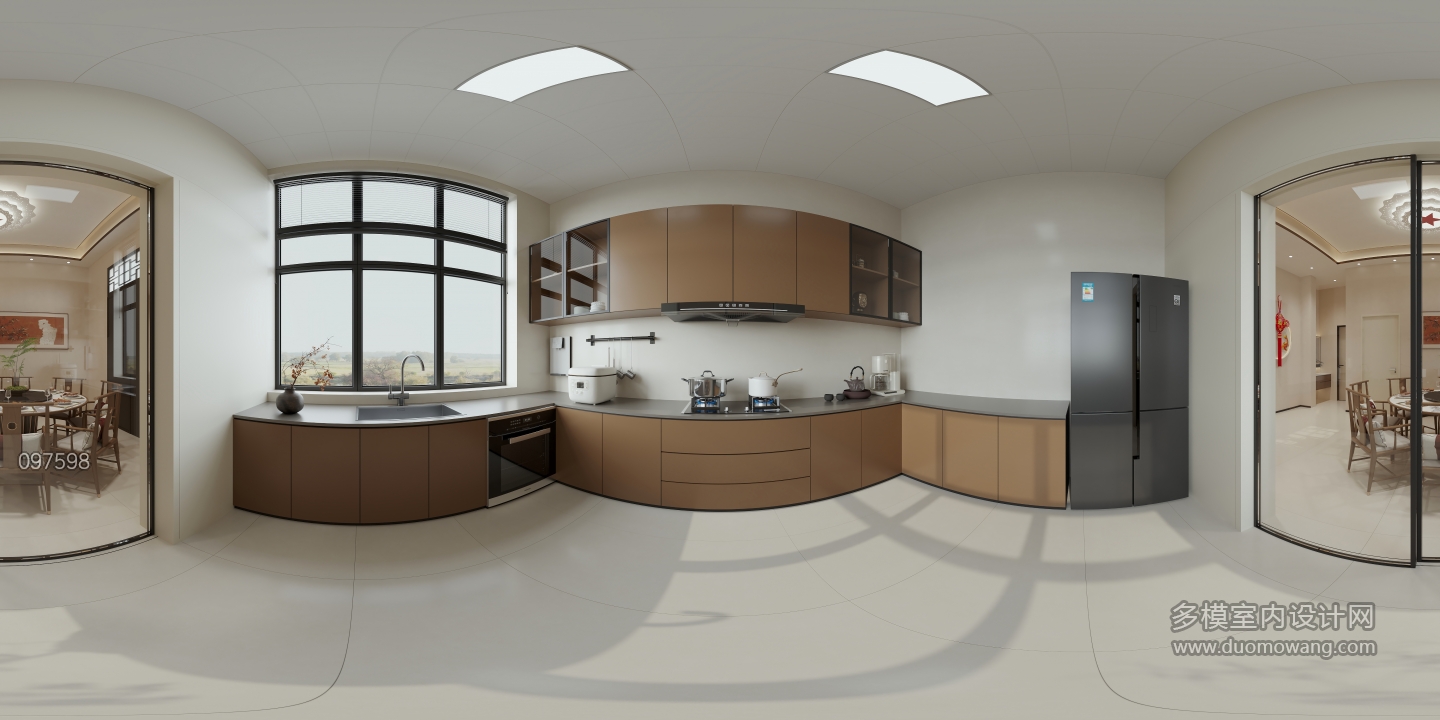 现代 一楼 厨房 全景 新