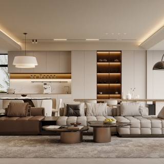 新中式一层沙发背景特写