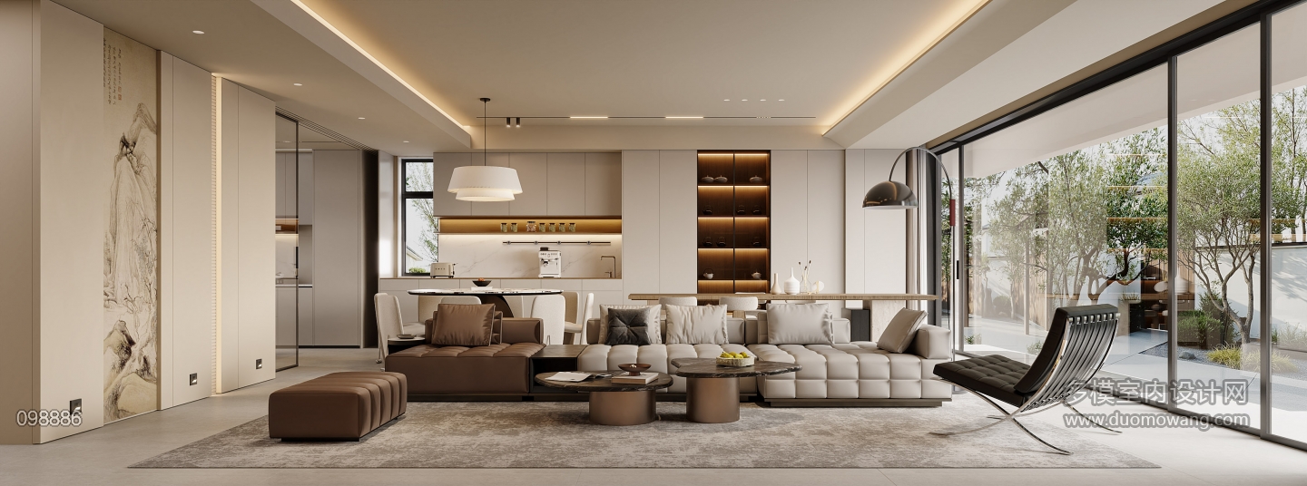 新中式一层沙发背景特写