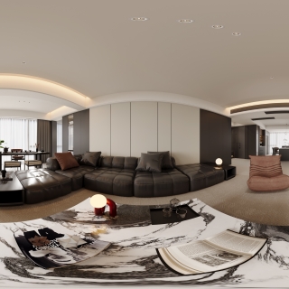 意式极简客厅全景