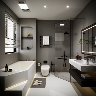 二楼主卧卫生间静态现代极简风格