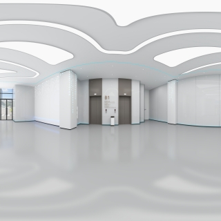 现代科技电梯厅全景