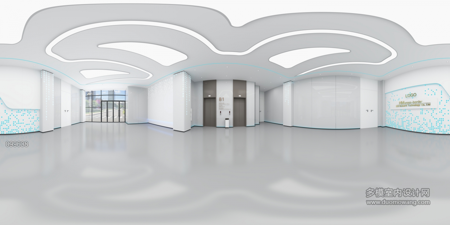 现代科技电梯厅全景