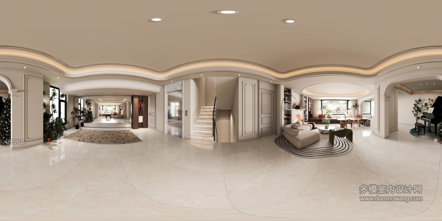 法式负一层楼梯间全景