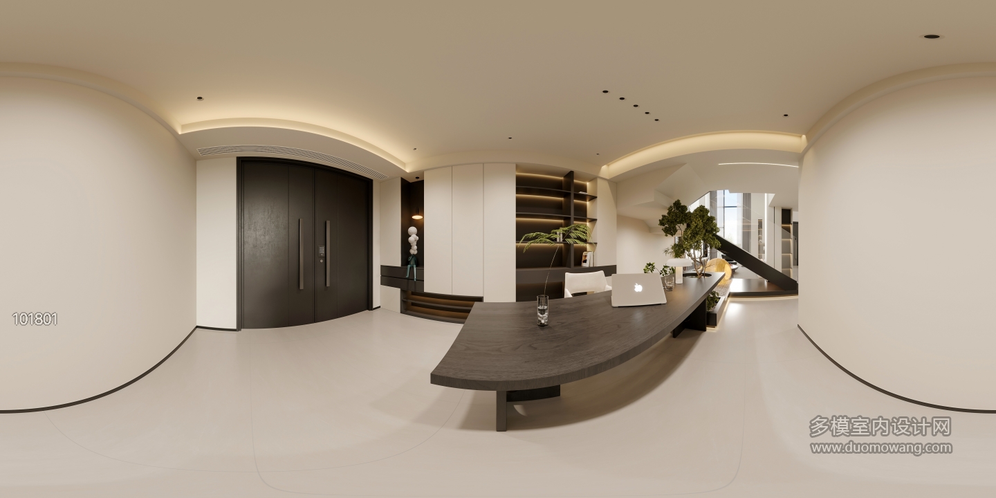 现代极简书房全景