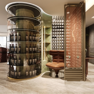 现代酒架休息区