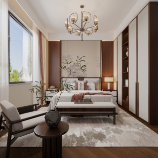 新中式北卧室2_2f