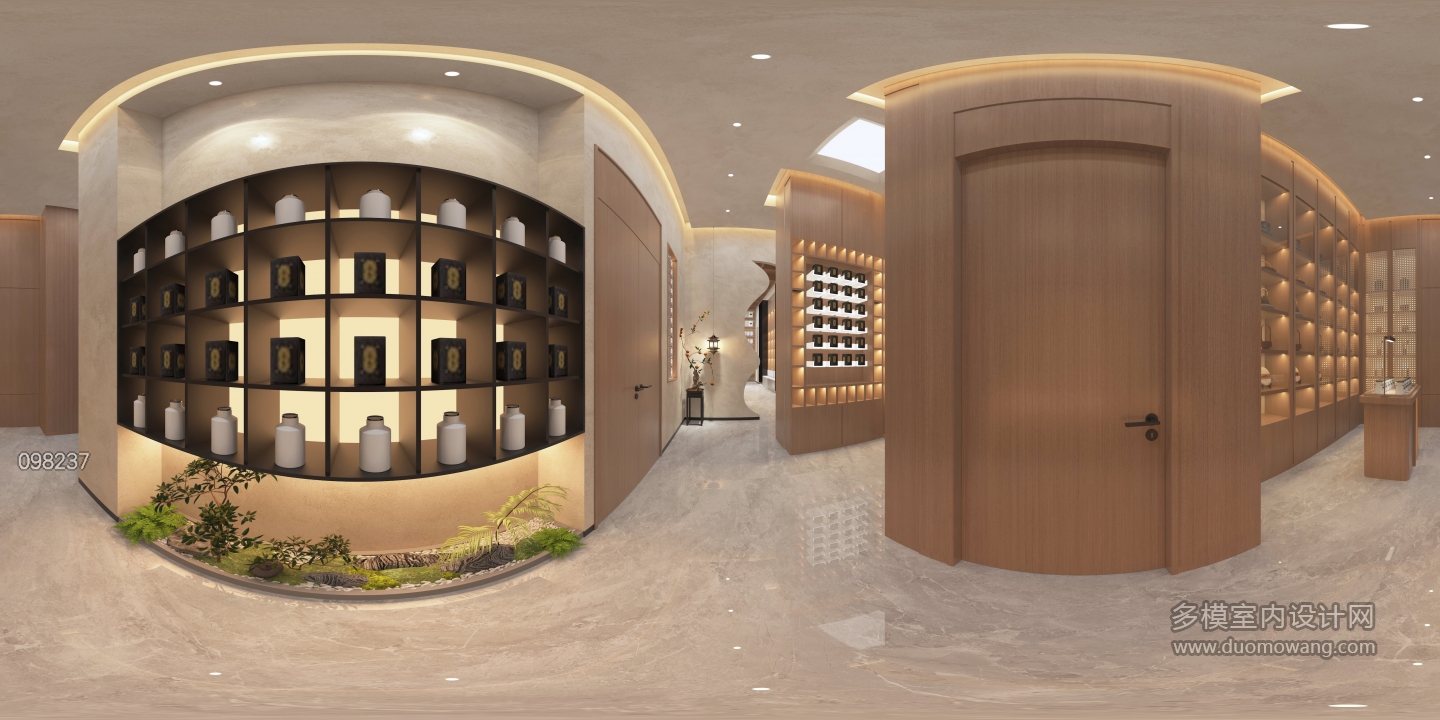 新中式_走廊全景_