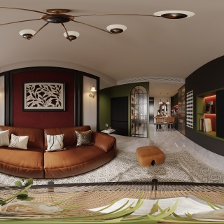 美式复古客厅360