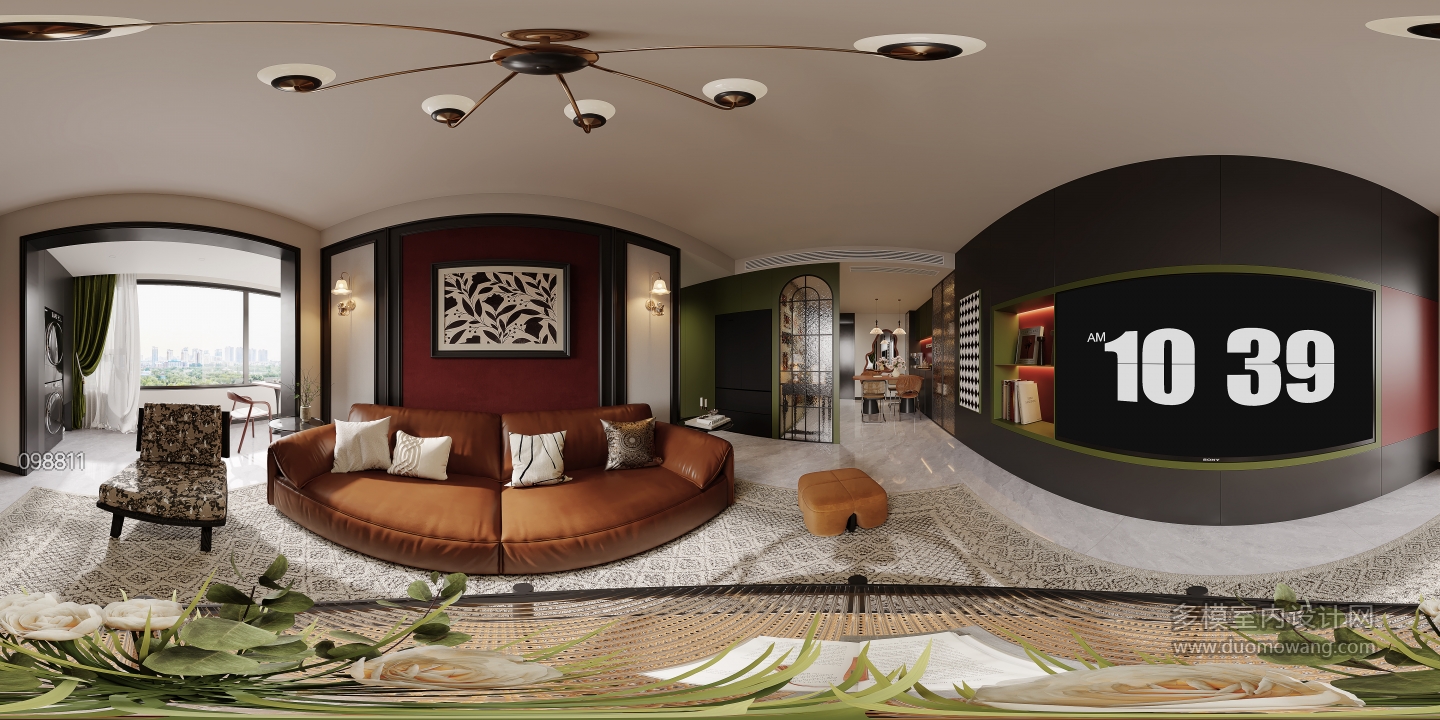 美式复古客厅360