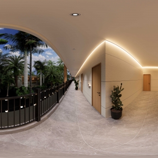 现代酒店过道全景