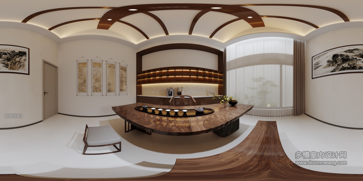 现代负一茶室全景