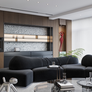 现代别墅一楼客厅单张