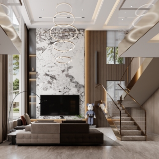 意式自建别墅 电视背景静态