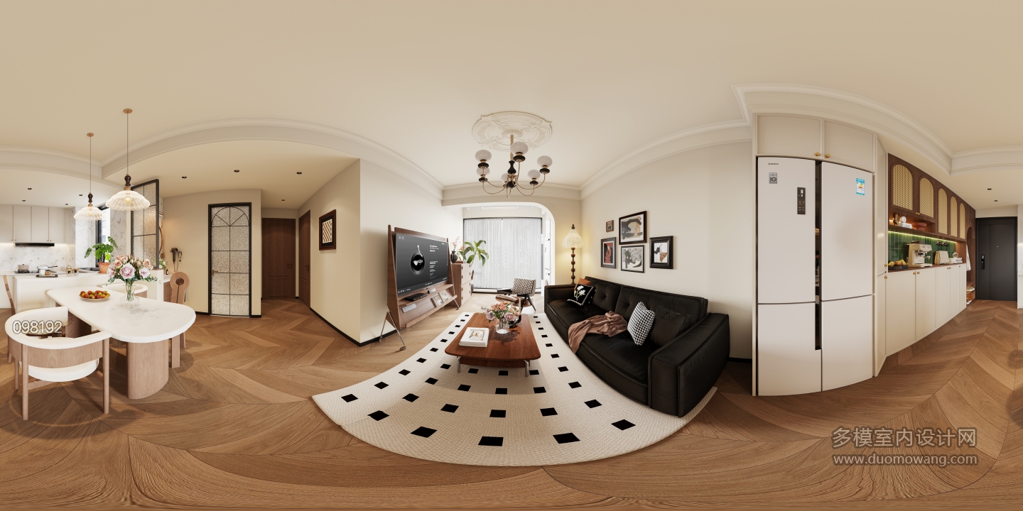 1法式中古风客餐厅全景