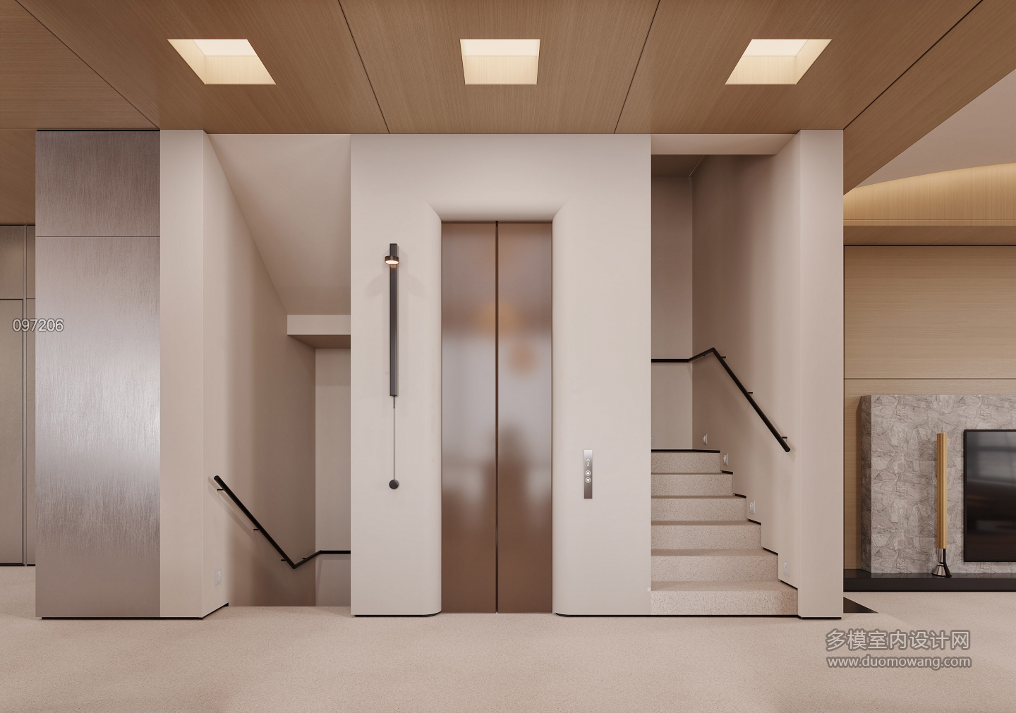 一层现代楼梯间特写