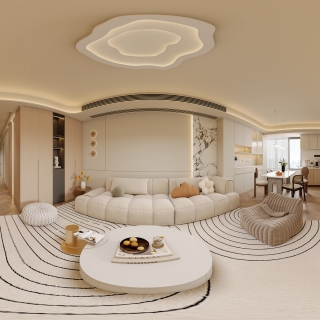 原木奶油风_客厅全景