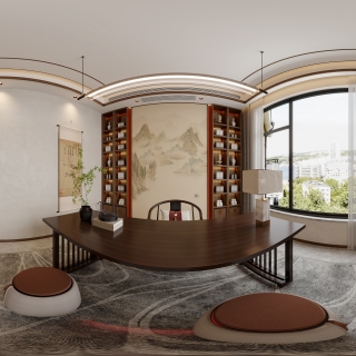 新中式书房全景