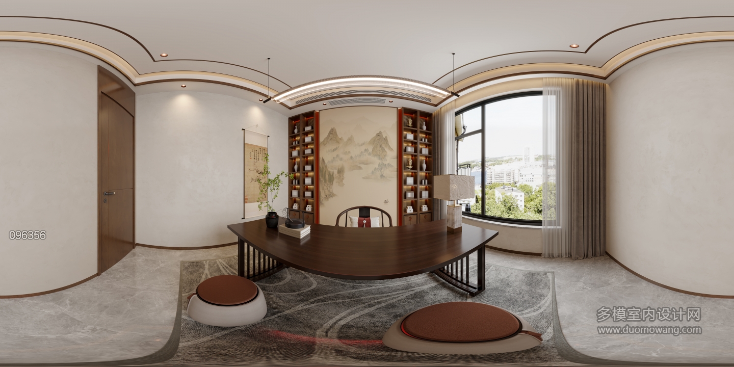 新中式书房全景