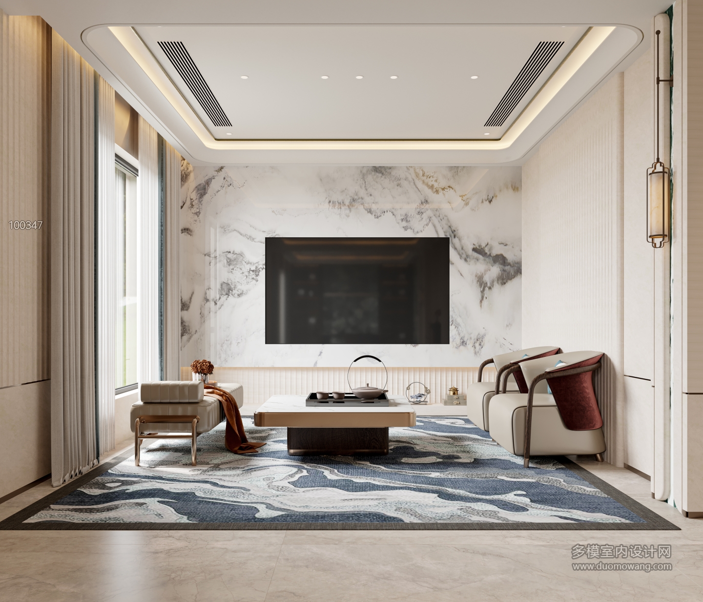 现代新中式电视背景