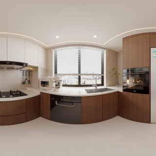 中古风厨房全景