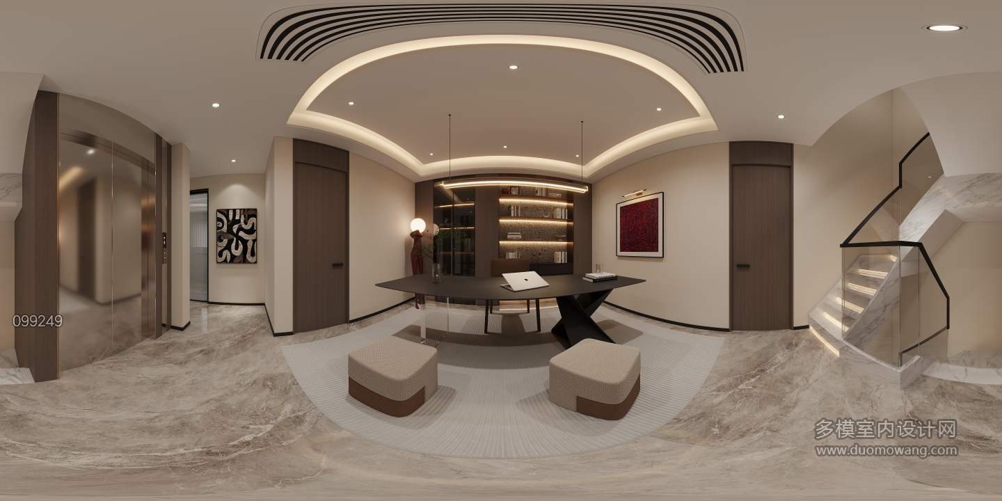 现代三楼书房全景