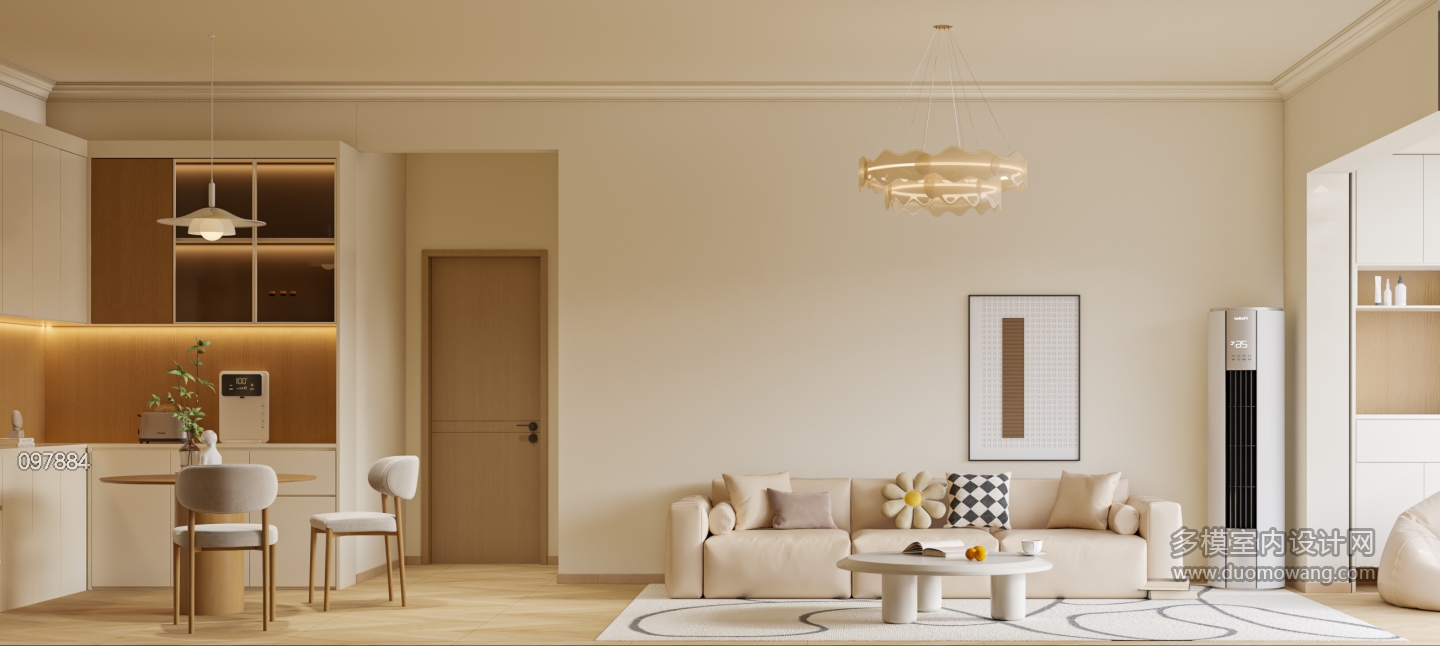 奶油风客餐厅单张1