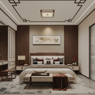 新中式主卧特写
