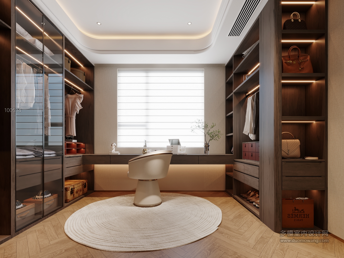 现代轻奢衣帽间特写