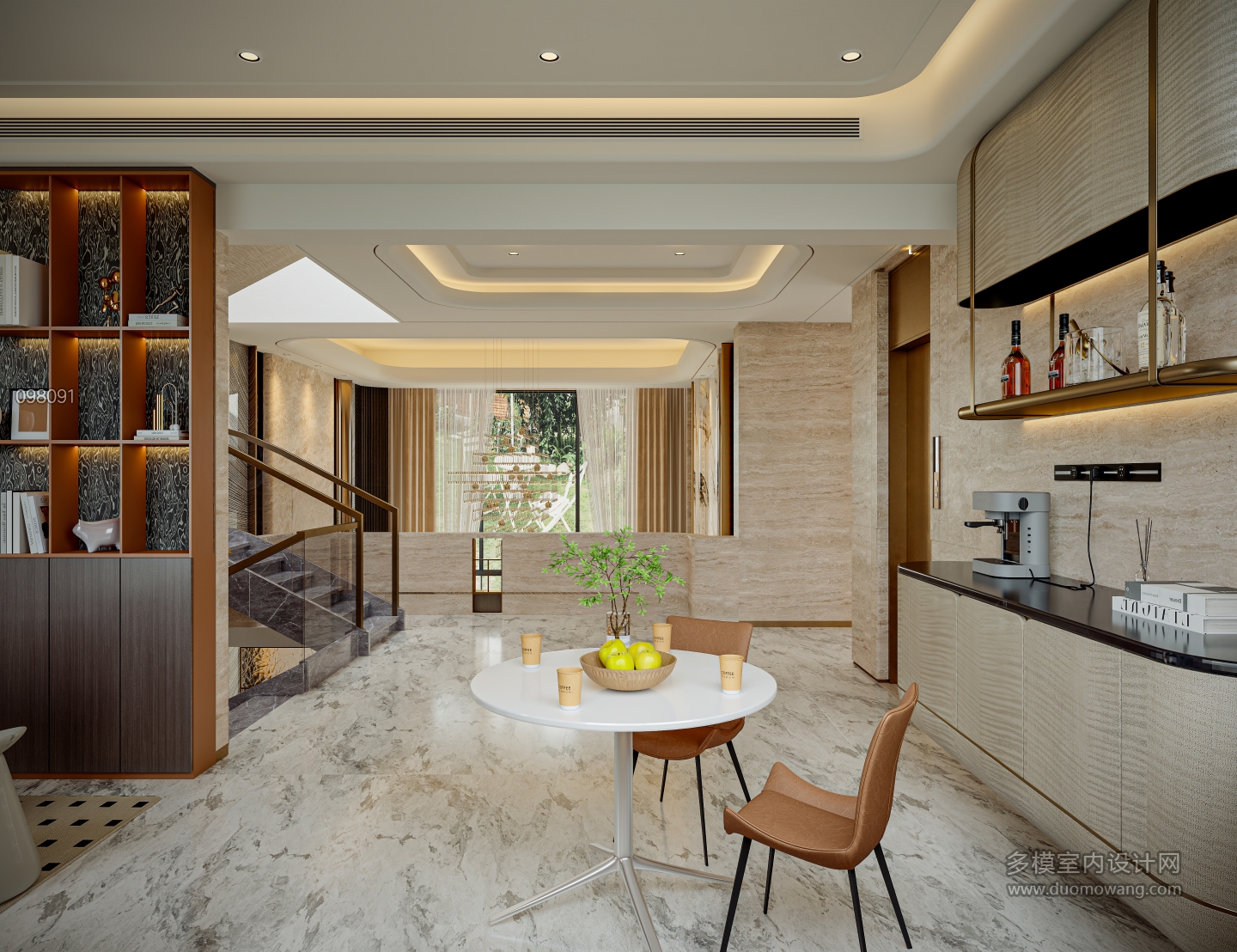 意式别墅二层书房