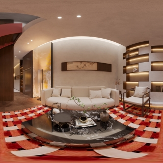 新中式休闲区全景